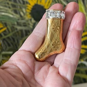 Monet Gold Snowflake Christmas Stocking